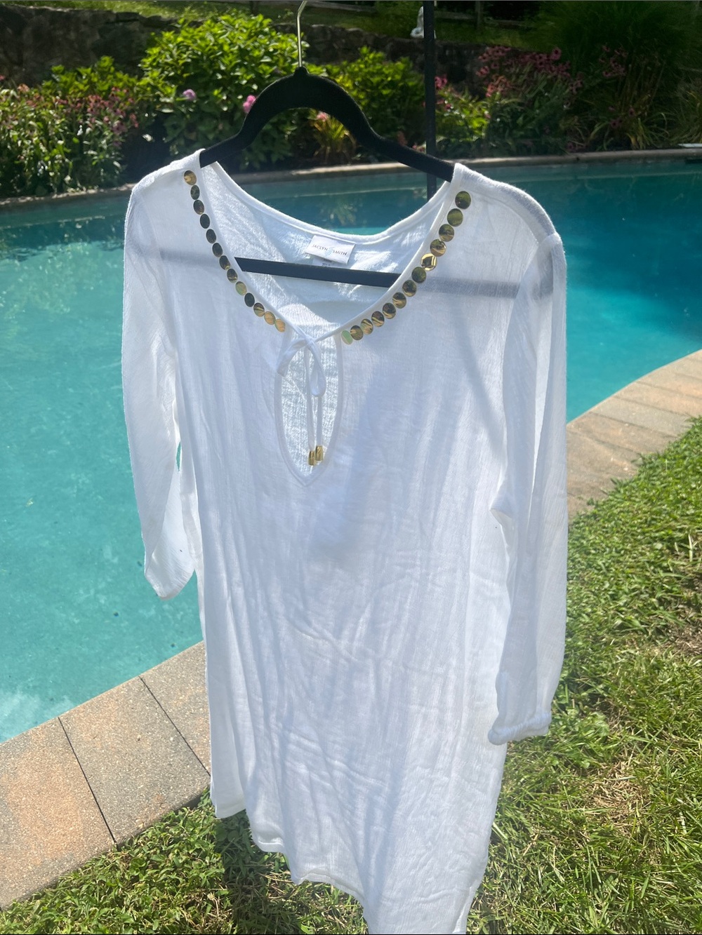 Jaclyn Smith Coverup 💦🏝️with Gold Disc Trim